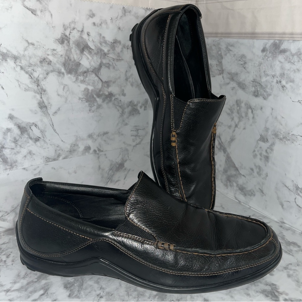 Cole Haan Leather Loafers TUCKER VENETIAN Black Mens SZ 10 C03557 Driving Shoes